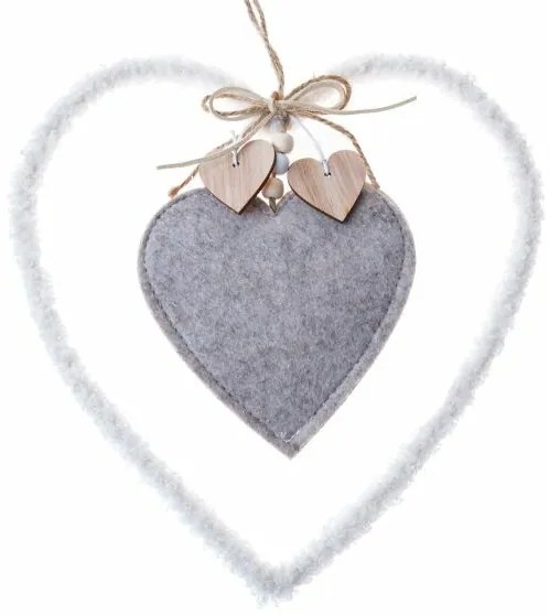 Textilné závesné srdce 22,5 cm, flís