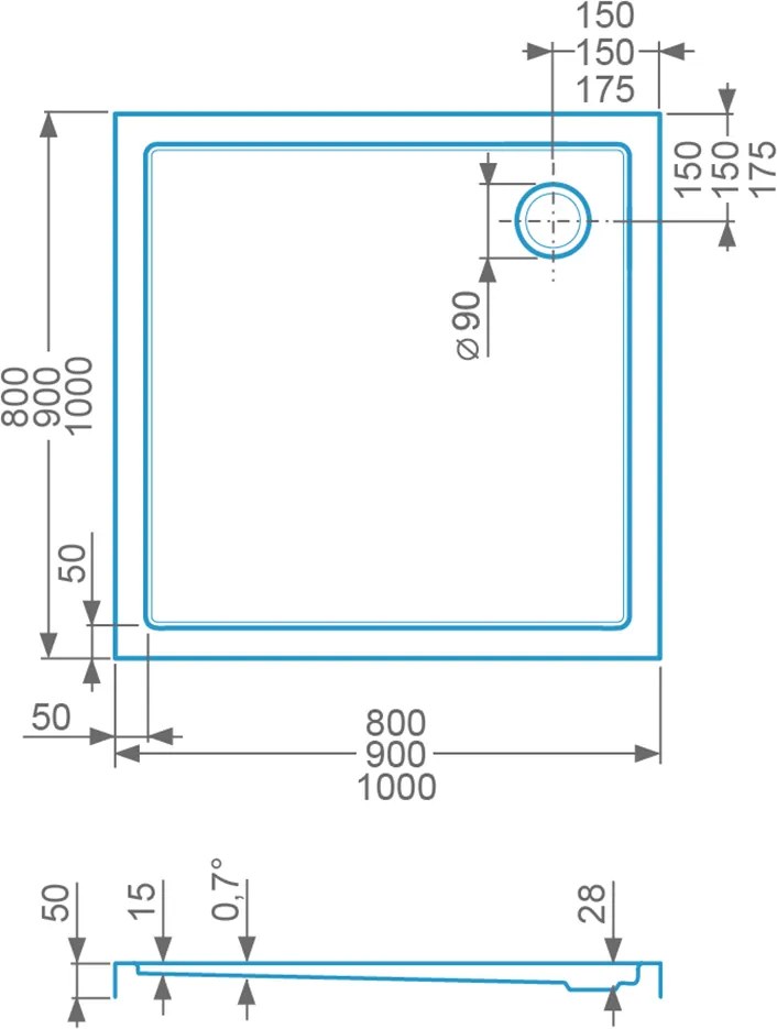 Roltechnik Outlet Štvorcová akrylátová sprchová vanička iLOW SQUARE ROTH-Variant: rozmery: 80x80 cm - (iLOW_SQUARE_80x80 - 8000238)