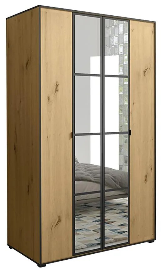 Skriňa Oslo I 120  Artisan/čierna/zrkadlo