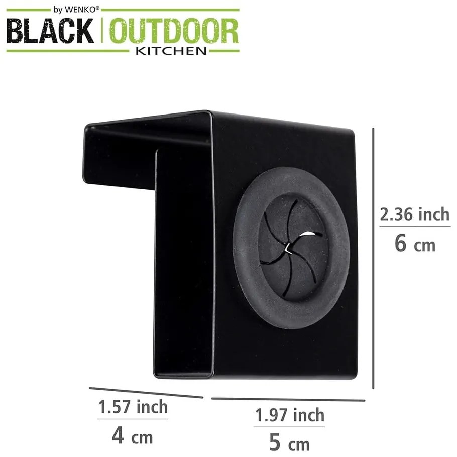 Čierny závesný háčik Wenko Black Outdoor Kitchen