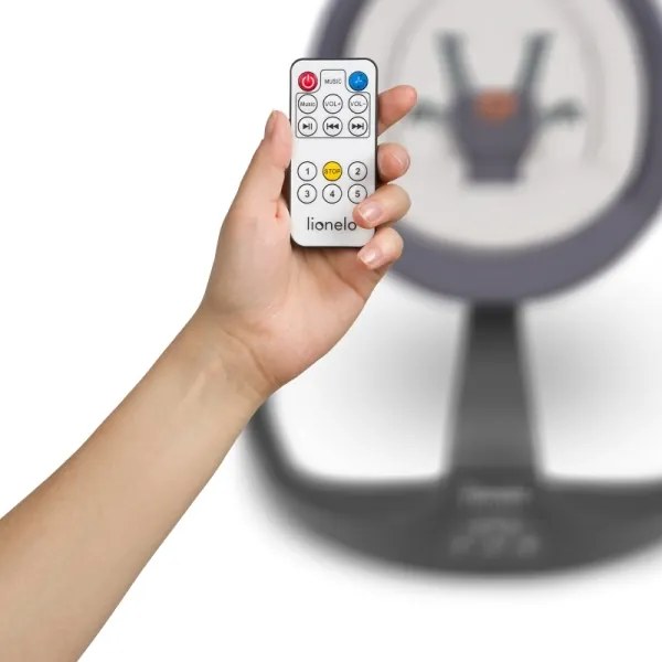 Lionelo - Detská hojdačka s melódiou RINA 4xAA Grey Concrete + diaľkové ovládanie