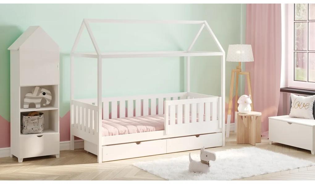 Detská posteľ domček prízemná so zásuvkami Nemos II - Biely, 80x180