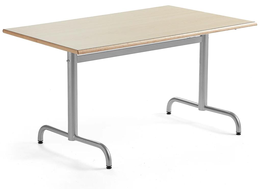 Stôl PLURAL, 1200x800x600 mm, HPL - breza, strieborná