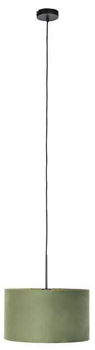 Závesné svietidlo s tienidlom z zamatu zelená so zlatom 35 cm - Combi