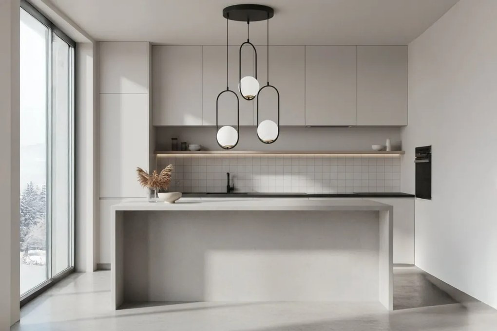 Závesné svietidlo Florence, 3x biele sklenené tienidlo, b/g, o, U