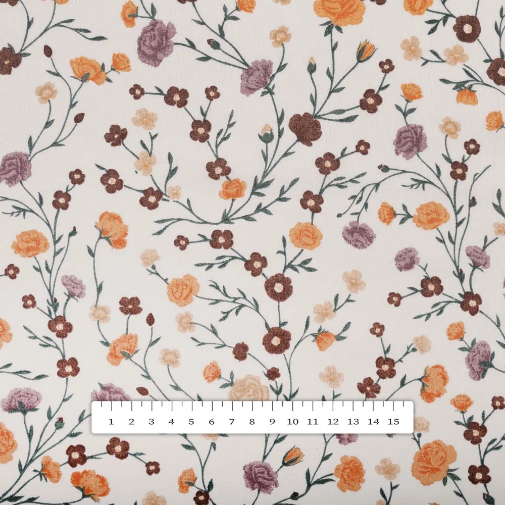 Biante Detské bavlnené posteľné obliečky do postieľky Sandra SA-720 Oranžovo-hnedo-béžové drobné kvietky na smotanovom Do postieľky 100x135 a 40x60 cm