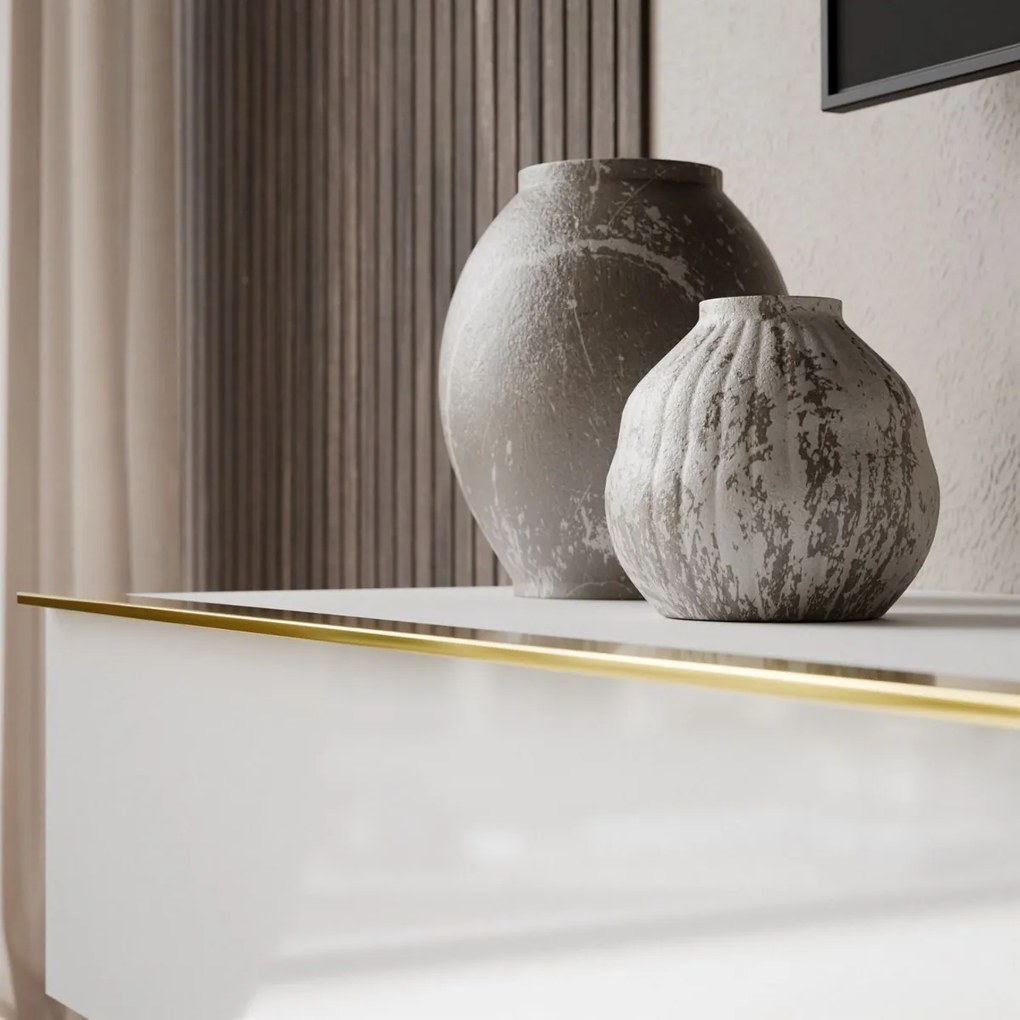 TV STOLIK SALLE BIELY LESK + ZLATÉ ÚCHYTKY 140 cm