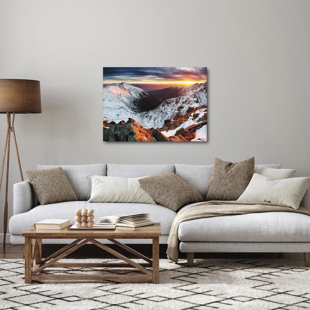 Obraz - Zimná horská panoráma (70x50 cm)