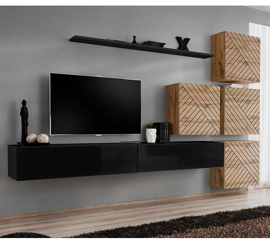 Obývacia Stena Switch IX Line Čierna/Wotan