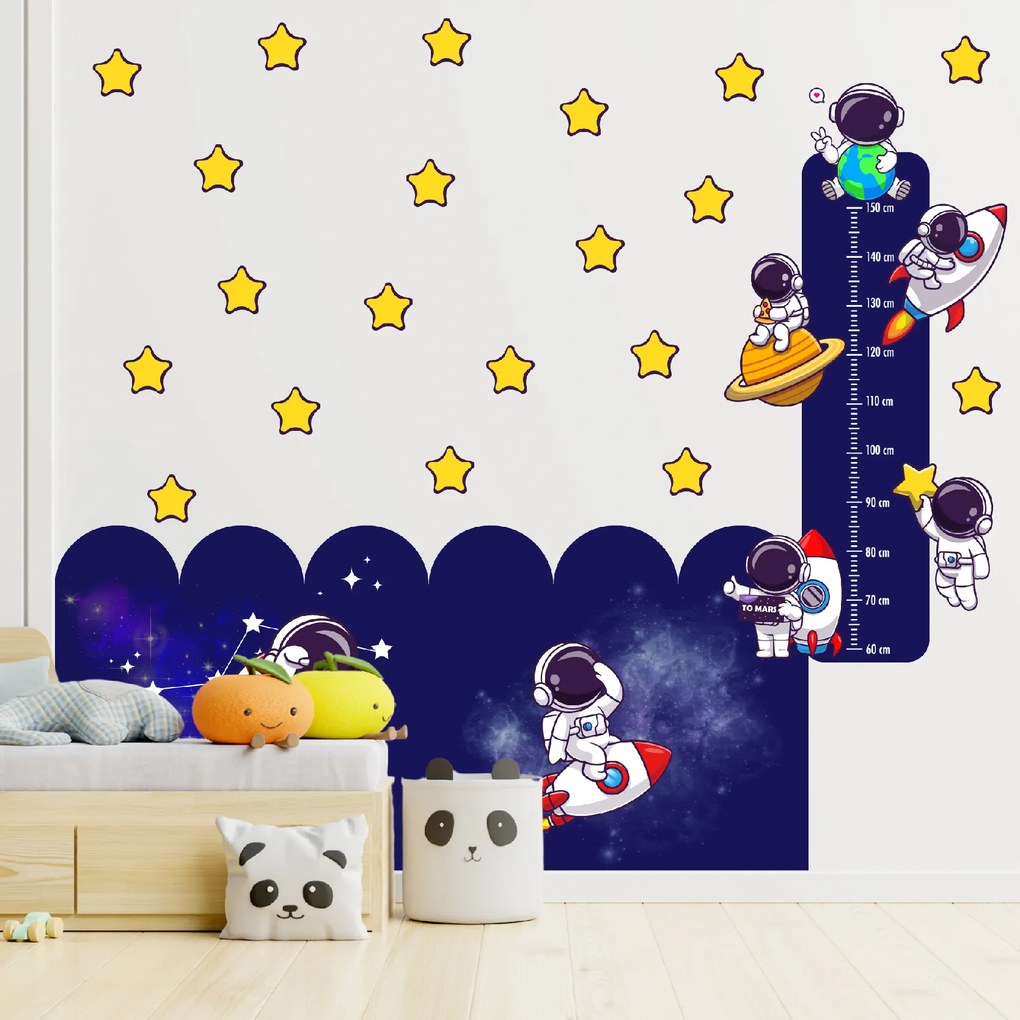 PIPPER. Sada nálepiek na stenu "Astronauti" Veľkosť oblúkovej tapety: 180 cm