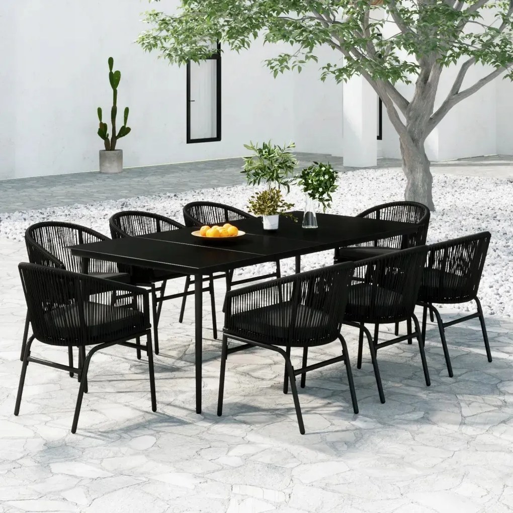 vidaXL 9-dielna záhradná jedálenská súprava čierna