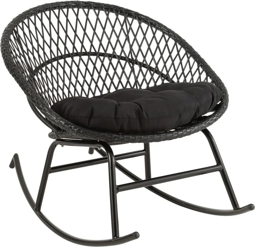 Čierne ratanové záhradné hojdacie kreslo Zayo Black - 118*82*78 cm