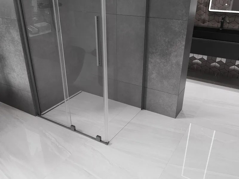 Mexen Velar, sprchový kút s posuvnými dverami 90 x 80 cm, 8mm číre sklo, brúsený grafit, 871-090-080-01-95