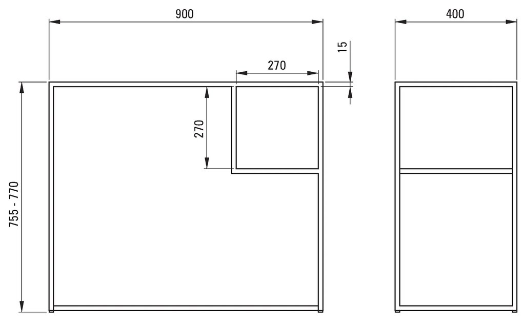 Deante Correo, stojaca kúpeľňová konzola 900x400 mm, čierna, CKC_N90A