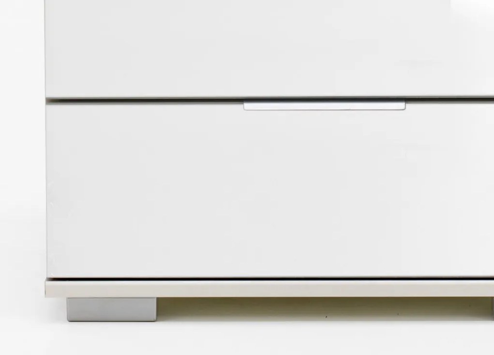 Nočný stolík Easy Plus, biely/biele sklo