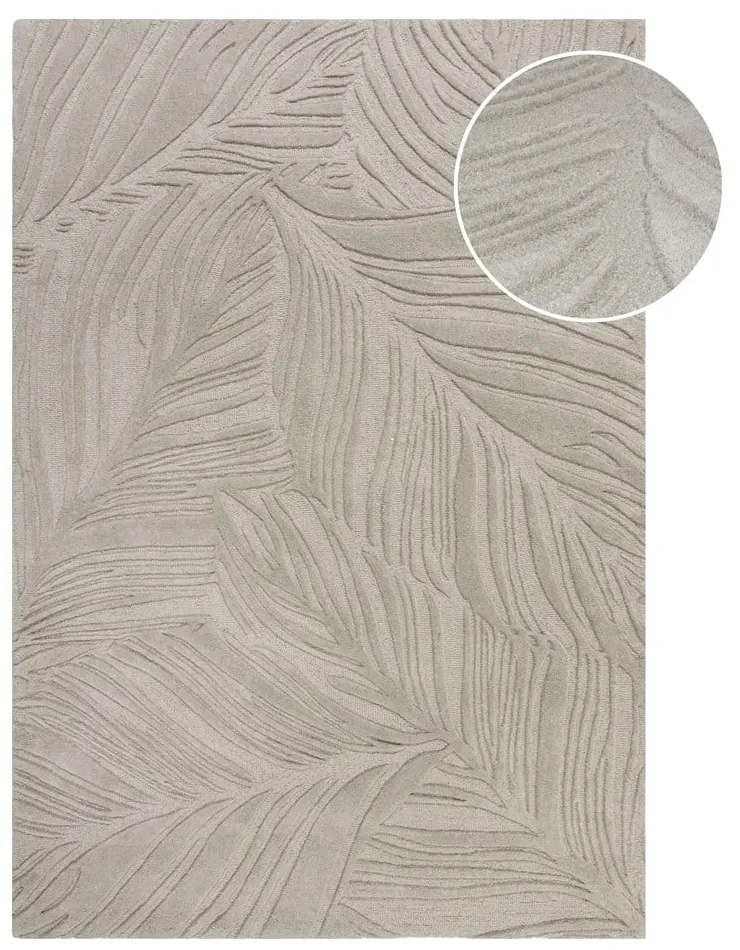 Sivý vlnený koberec Flair Rugs Lino Leaf, 160 x 230 cm