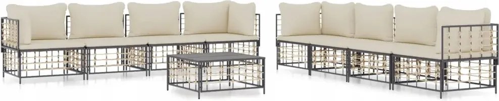 vidaXL 9-dielna sedacia súprava do záhrady s vankúšmi, antracitová