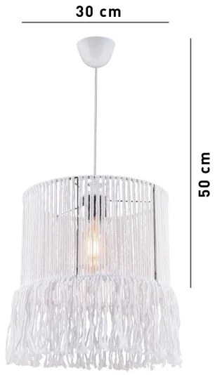 Závesný luster NESS MACRAME na lanku 1xE27/40W/230V biely