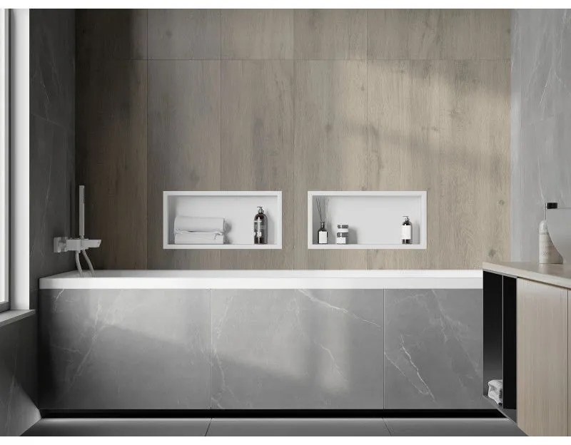 Mexen X-Wall-R, polička na zapustenie na obklad s golierom 45 x 20 cm, biela, 1920452010