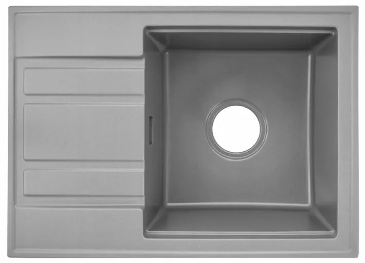 Gamma Modern 6040, 1-komorový granitový drez 580x420x185 mm s krátkym odkvapkávačom, šedá, GMA-ZM-6040-G