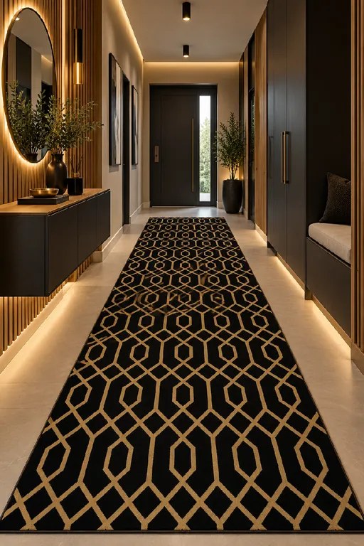 Koberec Diamond K4427G BLACK/GOLD Tyro rozmery koberec: 80x150 cm