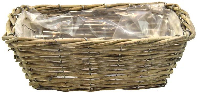 Hranatý šedý Truhlík (košíček) z prútia Rozmery (cm): rozměry (cm);26x16, v. 10