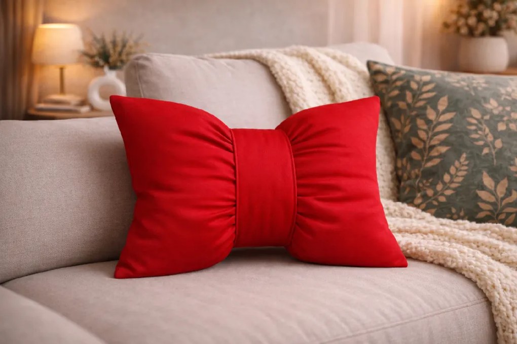 INTERMEDIC SK Dekoračný vankúš Mašľa červená Veľkosť: 40x30 cm