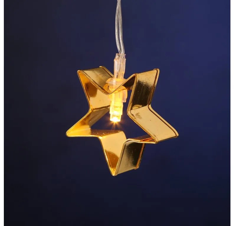 LED svetelná reťaz GOLD STARS 140 cm medená
