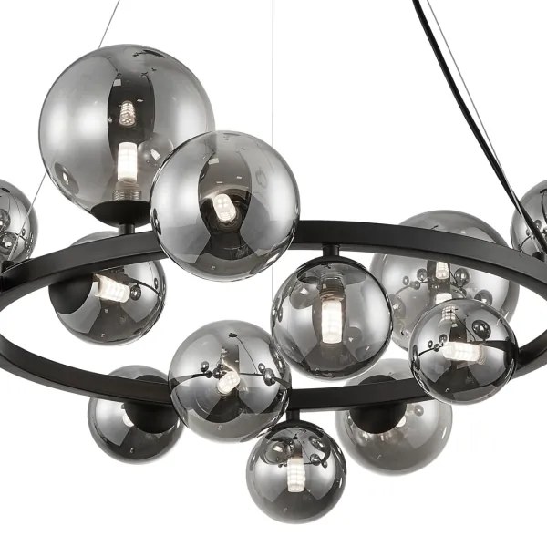 Luster na lanku MILA 14xG9/9W/230V čierna/šedá