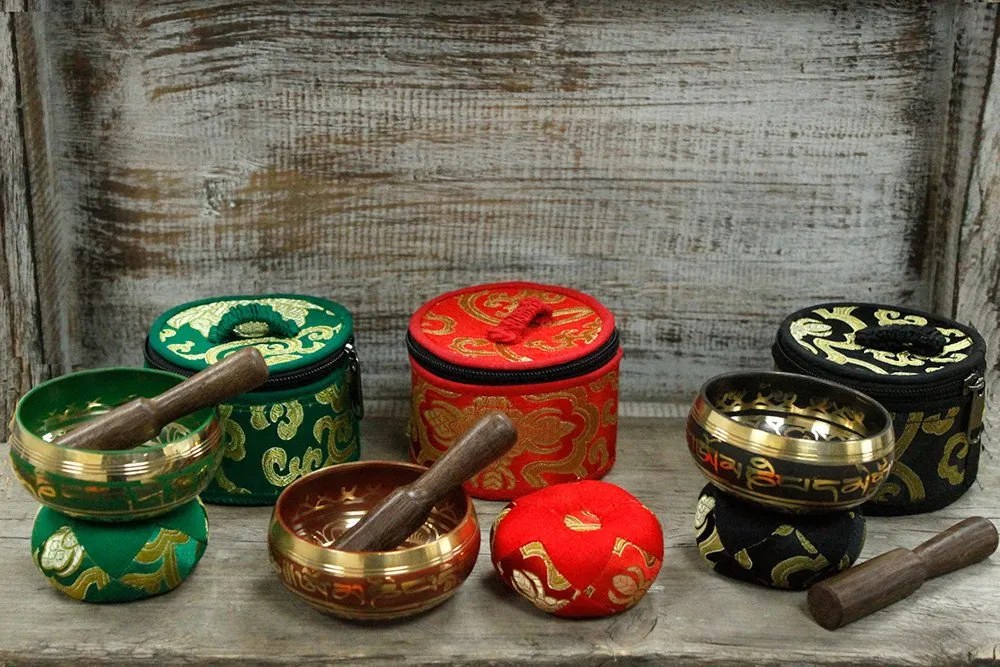 Tibetská spievajúca miska - darčeková sada Farba: Zelená