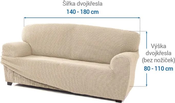 Super strečové poťahy NIAGARA smotanová dvojkreslo (š. 140 - 180 cm)