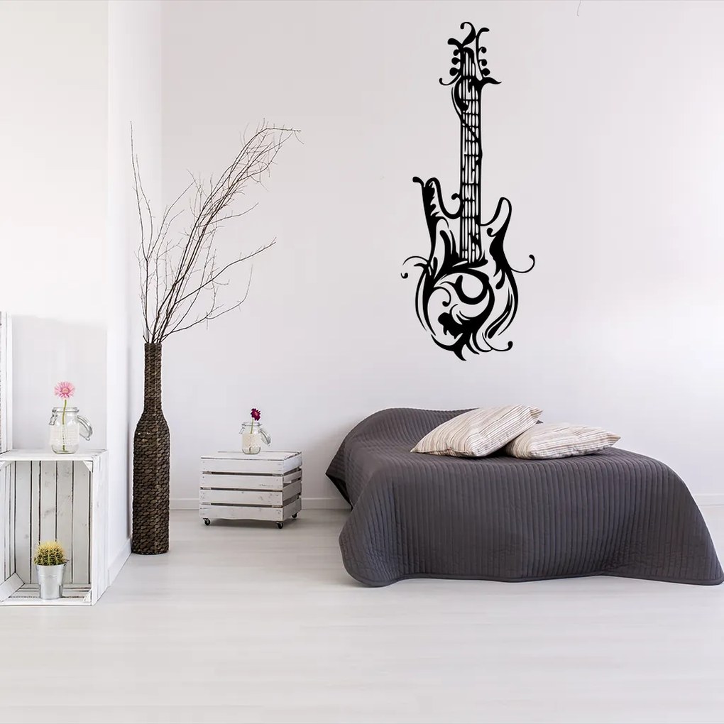 Veselá Stena Samolepka Dizajnová gitara Farba: fialová, Veľkosť: 60 x 22 cm