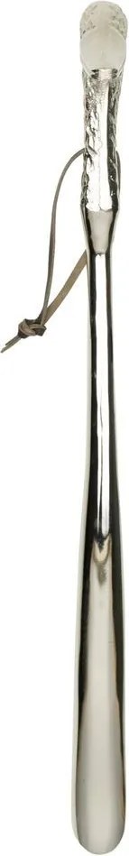 Strieborná kovová obúvacia lyžica s hlavou kačice - 10*3*58 cm