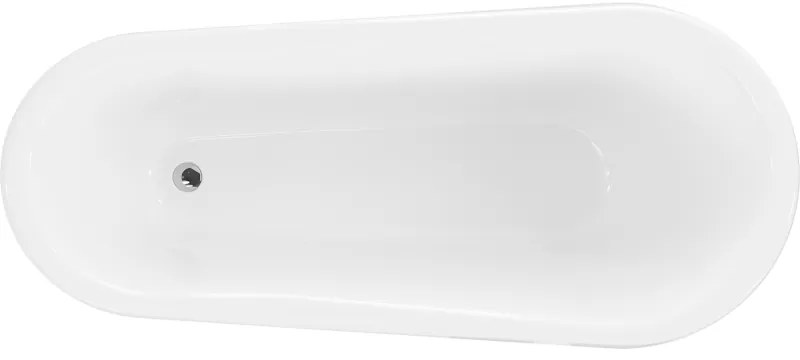Mexen Retro, voľne stojaca vaňa 170 x 75 cm, biela-čierna, chrómové nohy, 53251707575-00