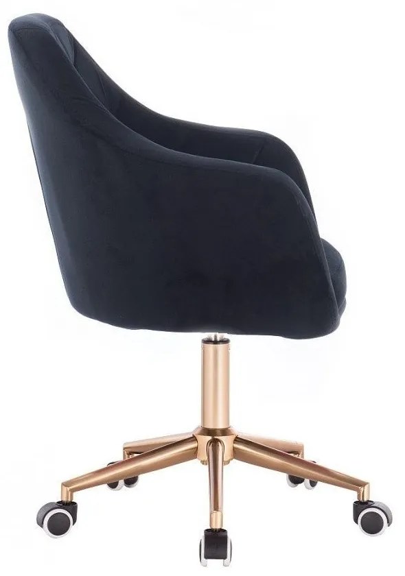 LuxuryForm DESIGN Kreslo ROMA VELUR na zlatej podstave s kolieskami - čierne