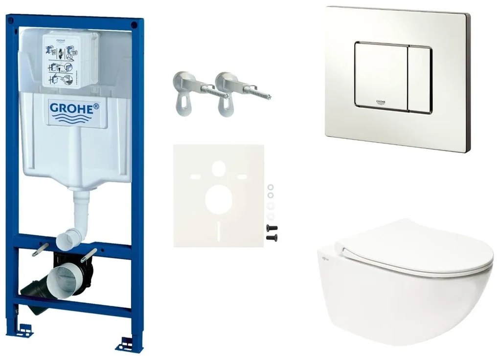 Závesný WC set Grohe do ľahkých stien / predstenová + WC Kolo Rekord bez splachovacího okruhu/okraje SIKOGRSINF2S