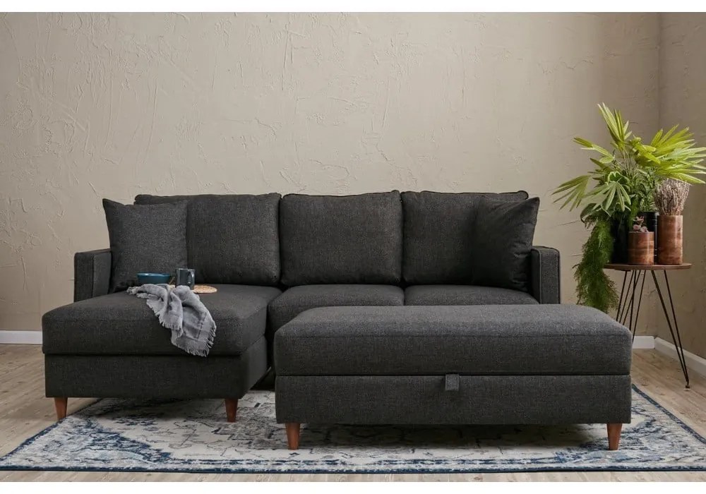 Antracitová rohová pohovka (ľavý roh) Eva – Balcab Home