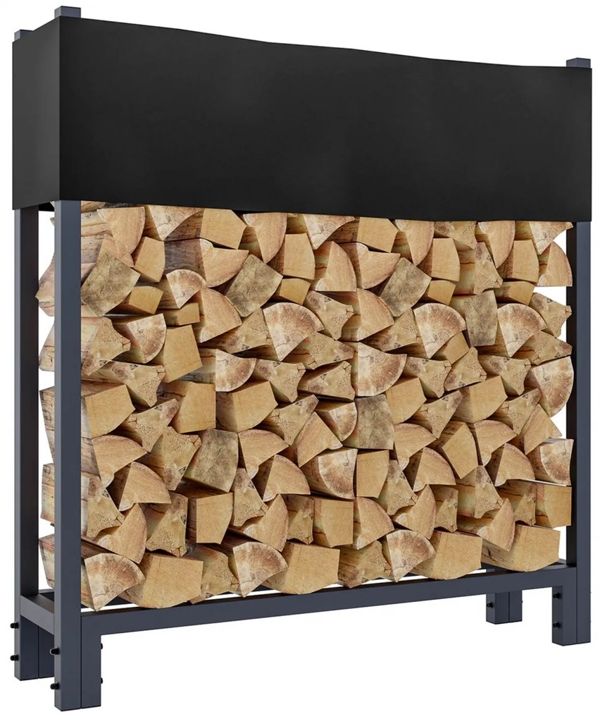 Stojan na drevo Martin S s plachtou - 25x110x115 cm, oceľ antracit