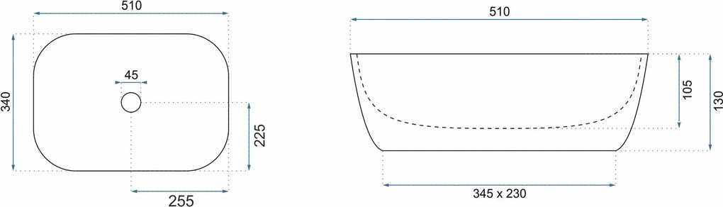 Rea Claudia umývadlo, 51 x 34 cm, biela, REA-U6644