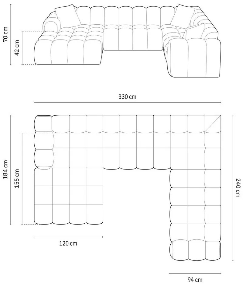 Svetlohnedá ženilková rohová pohovka (pravý roh/do tvaru "U") Treno – Cosmopolitan Design