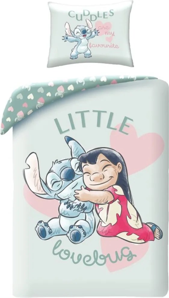 Bavlnené posteľné obliečky Lilo a Stitch v objatí - 100% bavlna - 70x90 cm + 140x200 cm