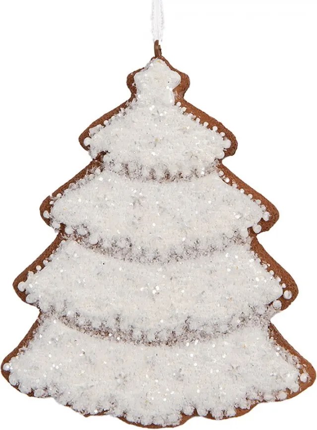 Závesná dekorácia zasnežený perníkový stromček Frosted Ginger - 9*1*10 cm