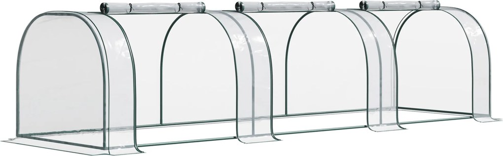 Outsunny Malý Skleník 350x100x80 cm Záhradný Skleník s 3 Okennými Zipsmi a Oceľovým Rámom na Pestrosť Rastlín a Kvetov | Aosom