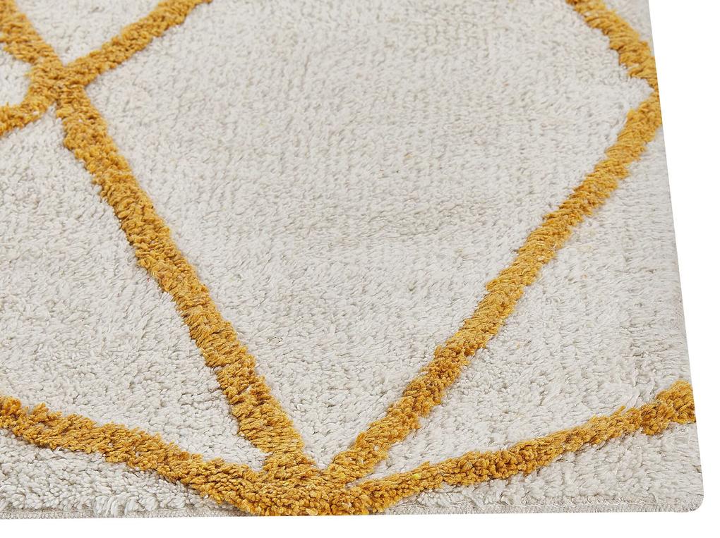 Bavlnený koberec 160 x 230 cm krémová biela/žltá MARAND Beliani