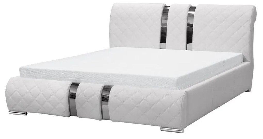 Posteľ Wiko, Rozmer postele: 140x200, Dostupné poťahy: ekokoža Soft 017 5x5 + ekokoža Soft 017 (biela)
