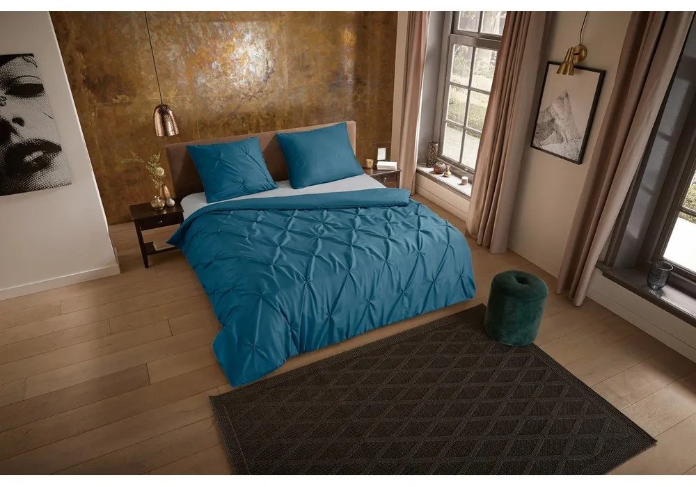 Predĺžené obliečky na dvojlôžko z mikrovlákna v petrolejovej farbe 200x220 cm Pure Elegance – Good Morning