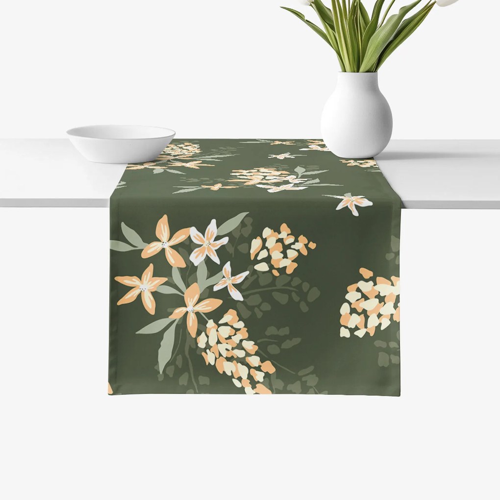 Goldea behúň na stôl 100% bavlnené plátno - marhuľové kvety 50x120 cm