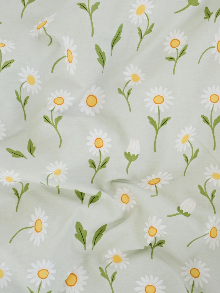 Bavlnené obliečky Renforcé - Sedmokrásky šedozelené