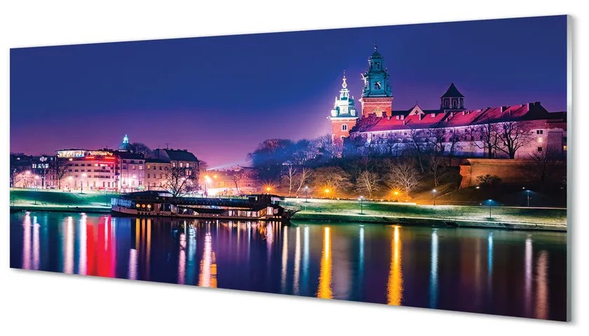 Obraz na akrylátovom skle Krakow city noc rieka 120x60 cm
