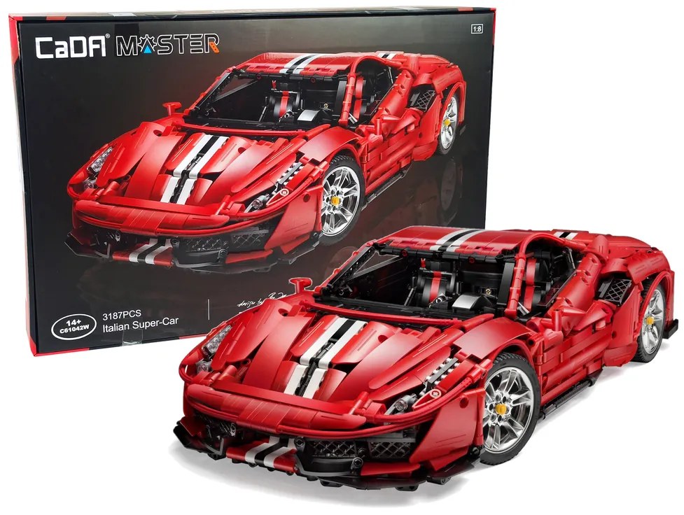 LEAN TOYS Stavebnica športové auto na diaľkové ovládanie 3187 kusov červená RTR